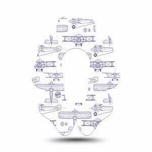 ExpressionMed Airplane Dexcom G6 Flower Shape Tape, Single Tape Small Aircraft Outlines, Adhesive Patch Continuous Glucose Monitor Design