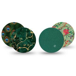 ExpressionMed Deep Forest Variety Pack Freestyle Libre and Libre 2 Plus Overpatch, Abbott Lingo, 4-Pack Tape Variety Earthy Greens, Fixing Ring Patch CGM Design