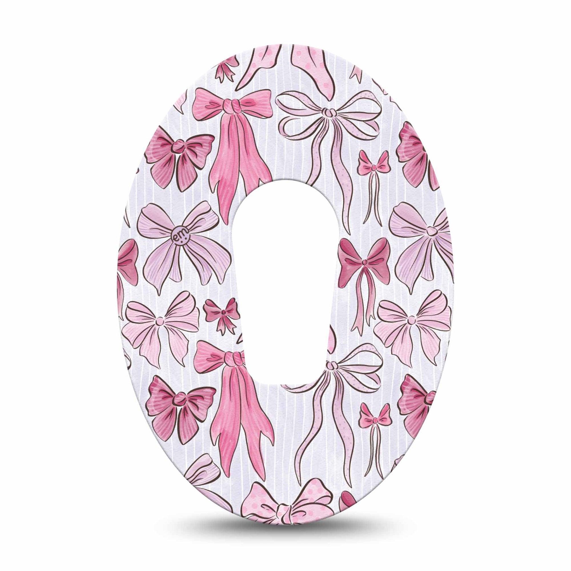 ExpressionMed Bows and Ribbons Dexcom G6 Tape Single Tape Delicate Pink Bows, Plaster Continuous Glucose Monitor Design