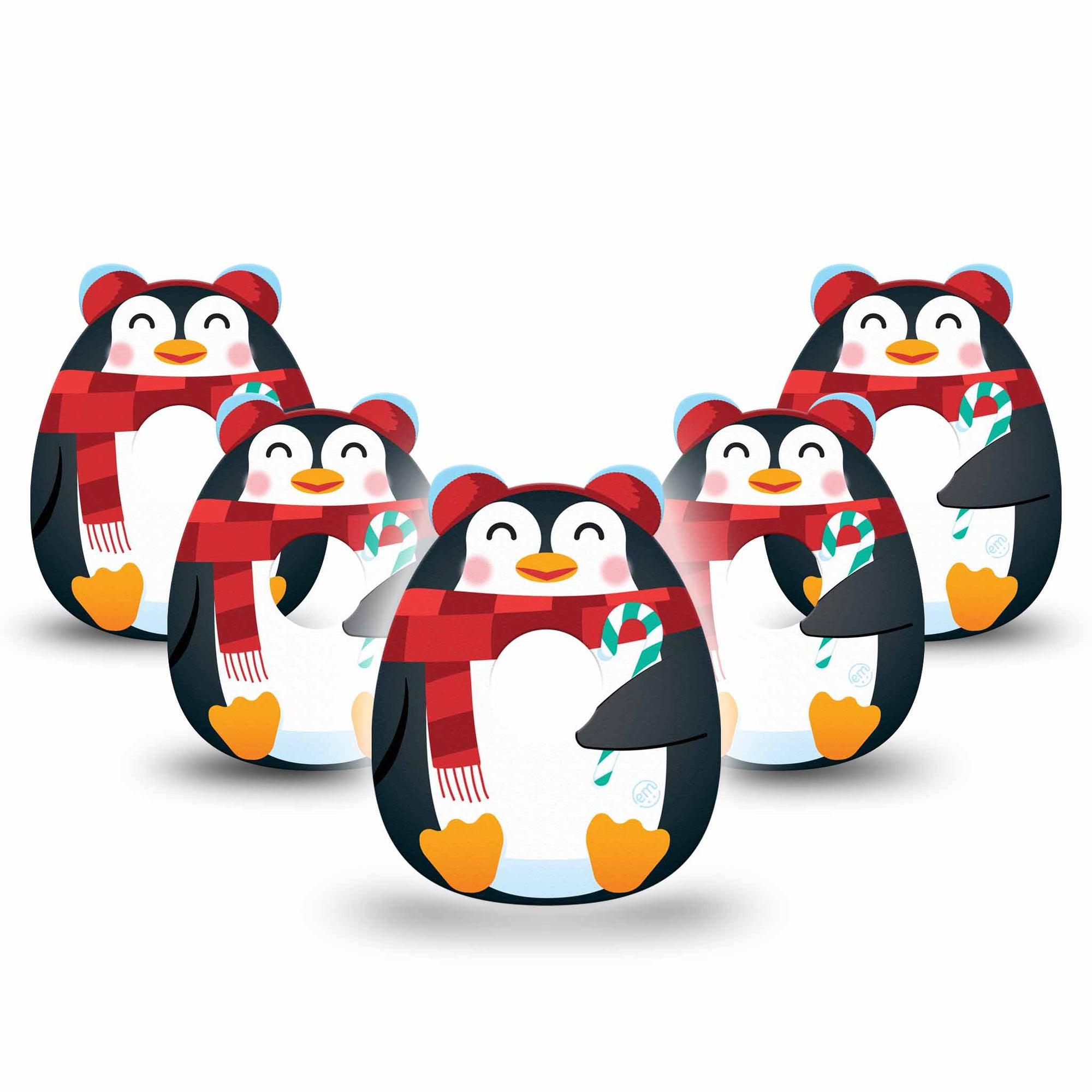 ExpressionMed Happy Penguin Freestyle Libre 3 Gumdrop Shape Tape 5-Pack Tape Penguin Squishmallow-Inspired, Overlay Patch CGM Design