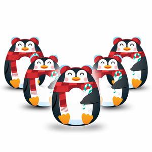 ExpressionMed Happy Penguin Freestyle Libre 3 Gumdrop Shape Tape 5-Pack Tape Penguin Squishmallow-Inspired, Overlay Patch CGM Design