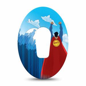 ExpressionMed Super Man Dexcom G6 Tape Single Tape Clark Kent Inspired, Plaster Continuous Glucose Monitor Design