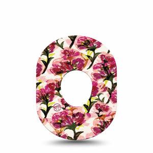 ExpressionMed Maroon Flowers Dexcom G7 Tape, Dexcom Stelo Glucose Biosensor System, Single Tape Wine Red Gossamer Florals, Overlay Tape CGM Design