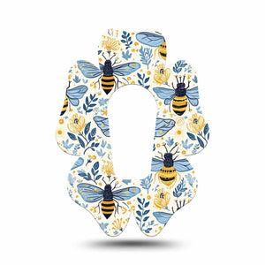ExpressionMed Busy Bees Dexcom G6 Flower, Single Tape Delicate bees flowers Overlay Tape for CGM