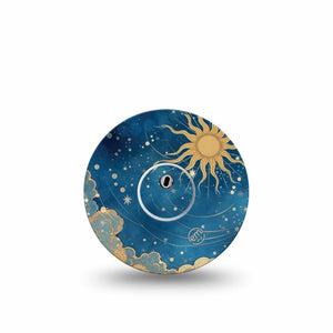 ExpressionMed Mystic Skies Freestyle Libre 3 and Libre 3 Plus, Single Tape and Single Sticker Whimsical sun and stars Accessories for Continuous Glucose Monitor