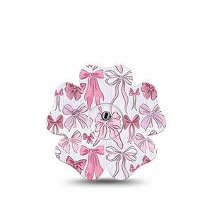 ExpressionMed Bows and Ribbons Freestyle Libre 3 and Libre 3 Plus Flower Shape Tape Single Tape and Single Sticker Beautiful Pink Bow, Plaster CGM Design