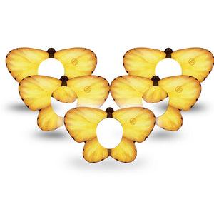 ExpressionMed Golden Petal Butterfly Dexcom G7 and Dexcom Stelo Glucose Biosensor System Butterfly, 5-Pack floral butterfly design Adhesive Tape for Continuous Glucose Monitor