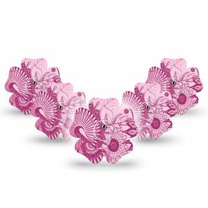 ExpressionMed Magenta Dani Freestyle Libre 3 and Libre 3 Plus Flower Shape Tape 5-Pack Tape and 5-Pack Sticker Chic Dani, Plaster CGM Design