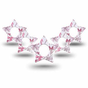 ExpressionMed Bows and Ribbons Dexcom G7 Star Shape Tape, Dexcom Stelo Glucose Biosensor System,  5-Pack Tape Hair Bow Inspired Pink Ribbon, Overlay Patch CGM Design
