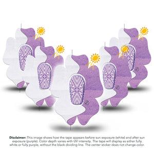 ExpressionMed Solar Violet Dexcom G6 Flower Shape Tape, 5-Pack Tape and 5-Pack Sticker Photochromatic Color Shift, Adhesive Patch Continuous Glucose Monitor Design
