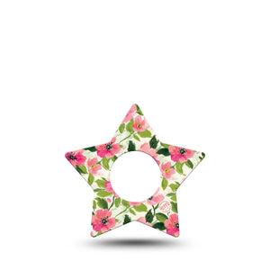 ExpressionMed Painter’s Cosmos Infusion Star, 5-Pack Fun pink flowers Waterproof Adhesive Tape For Insulin Pump