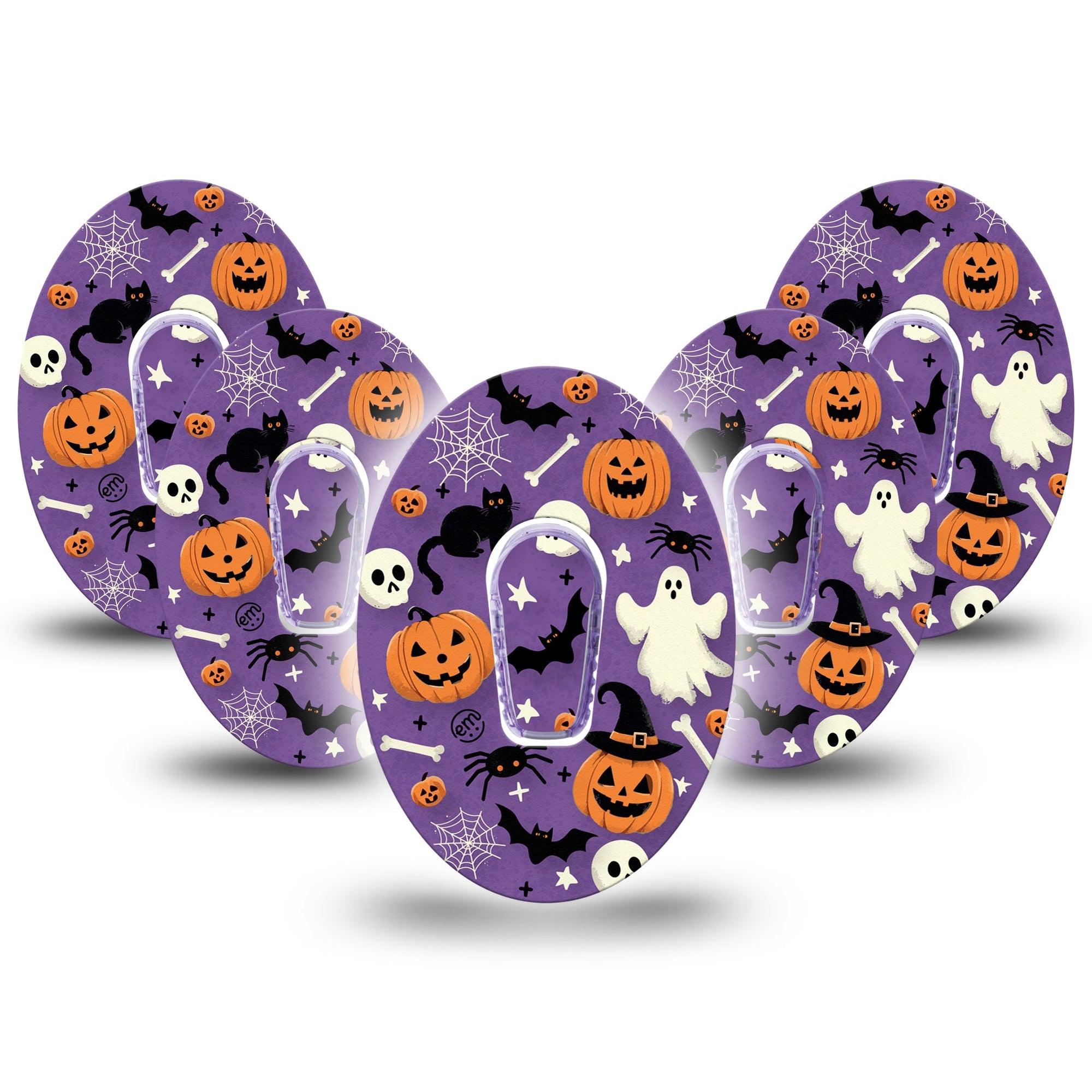 ExpressionMed Happy Halloween Dexcom G6 Tape 5-Pack Tape and 5-Pack Sticker Fun Spooky Halloween Designs Plaster CGM Design