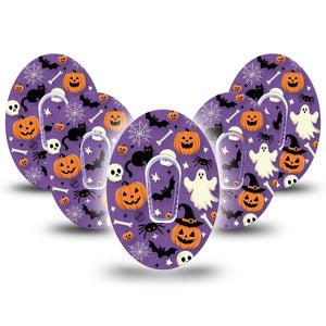 ExpressionMed Happy Halloween Dexcom G6 Tape 5-Pack Tape and 5-Pack Sticker Fun Spooky Halloween Designs Plaster CGM Design