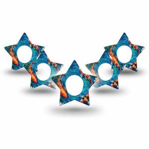 ExpressionMed Koi Pond Dexcom G7 and Dexcom Stelo Glucose Biosensor System Star, 5-Pack peaceful pond style Decorative Adhesive Tape for Continuous Glucose Monitor