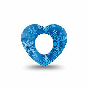 ExpressionMed Falling Snow Dexcom G7 Heart Shape Tape, Dexcom Stelo Glucose Biosensor System, Single Tape Frozen Crystals, Overlay Patch CGM Design