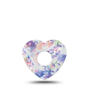 ExpressionMed Dreamy Blooms Freestyle Libre 3 Heart Shape Tape Single cloudy flowers Overlay Patch CGM Design