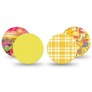 ExpressionMed Sunlit Yellow Dexcom G7 and Dexcom Stelo Glucose Biosensor System OverPatch, 4-Pack Tape yellow flower pattern Overlay Tape for CGM