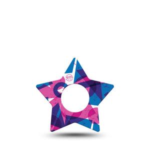 ExpressionMed Violet Vortex Infusion Set Star Shape Tape 5-Pack Tape Fun Shape Mix, Fixing Ring Patch Continuous Glucose Monitor Design