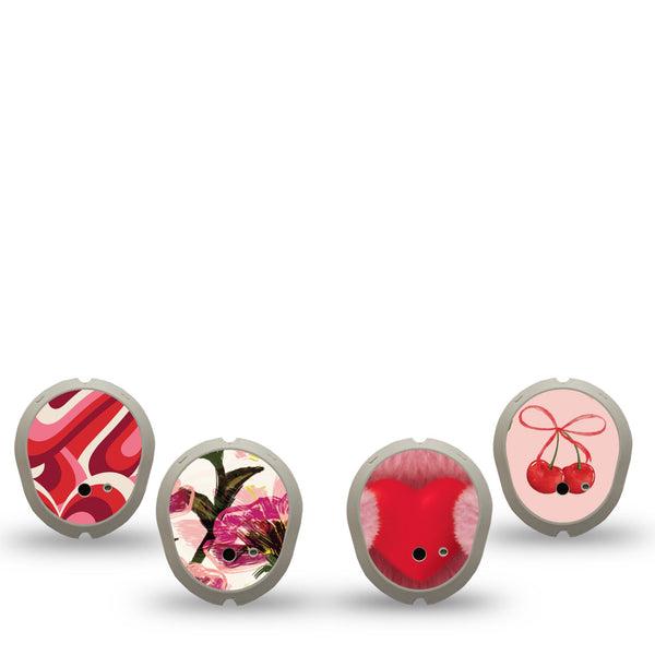 ExpressionMed Bear Hugs Dexcom G7 and Dexcom Stelo Glucose Biosensor System Sticker, 4-Pack Sticker Valentines inspired patterns Sensor Cover for Continuous Glucose Monitor
