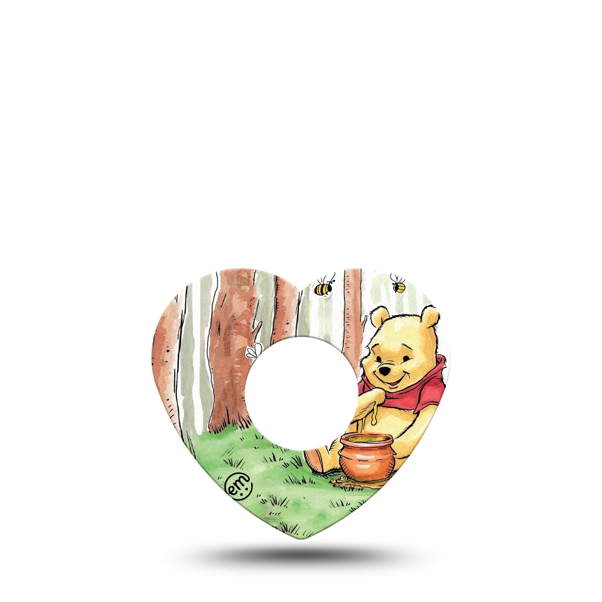 ExpressionMed Winnie the Pooh Infusion Set Heart Shape Tape 5-Pack Storybook Winnie the Pooh Inspired Adhesive Tape Continuous Glucose Monitor Design