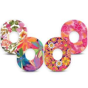 ExpressionMed Island Glow Variety Pack Dexcom G7 Tape, Dexcom Stelo Glucose Biosensor System, 4-Pack Tape Variety Jungle Pink Flowers, Overlay Tape CGM Design