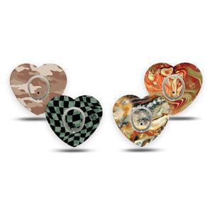 ExpressionMed Canyon Marbles Dexcom G7 Heart Shape Tape, Dexcom Stelo Glucose Biosensor System, 4-Pack Tape and 4-Pack Stickers Variety Variation of Bold Designs Overlay Patch CGM Design