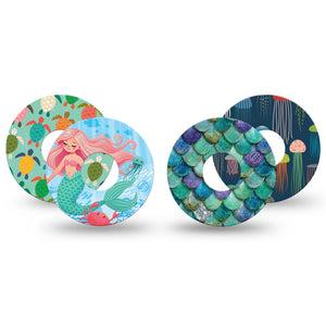 ExpressionMed Tidepool Freestyle Libre 3 and Libre 3 Plus, 4-Pack Tape the little mermaid inspired design Best Covers for CGM