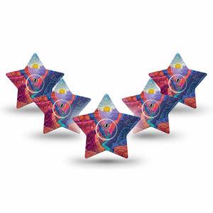 ExpressionMed Grand Canyon Freestyle Libre 3 and Libre 3 Plus Star, 5-Pack Tape and 5-Pack Sticker rugged landscape pattern Fixing Ring Patch for Continuous Glucose Monitor