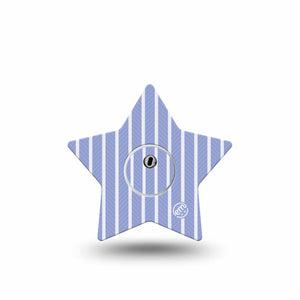 ExpressionMed Blue Stripes Freestyle Libre 3 and Libre 3 Plus Star, Single Tape and Single Sticker Blue coastal stripe Fixing Ring Tape for CGM
