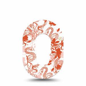 ExpressionMed Lava Coil Floral Dexcom G6 Mini Tape Single Tape Orange Snake Floral Pattern, Adhesive Tape CGM Design