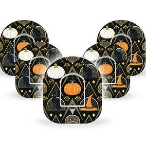 ExpressionMed Art Deco Halloween Omnipod Tape, 5-Pack Tape and 5-Pack Sticker Classic Halloween Motifs, Adhesive Patch Pump Design