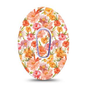 ExpressionMed Peach Dusk Dexcom G6 Tape, Single Tape and Single Sticker Dreamy Orange Petals, Plaster Continuous Glucose Monitor Design