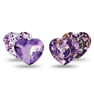 ExpressionMed Moody Plum Freestyle Libre, Libre 2 Plus, and Abbott Lingo Heart, tape and sticker  Elegant purple petals Decorative Patch for CGM