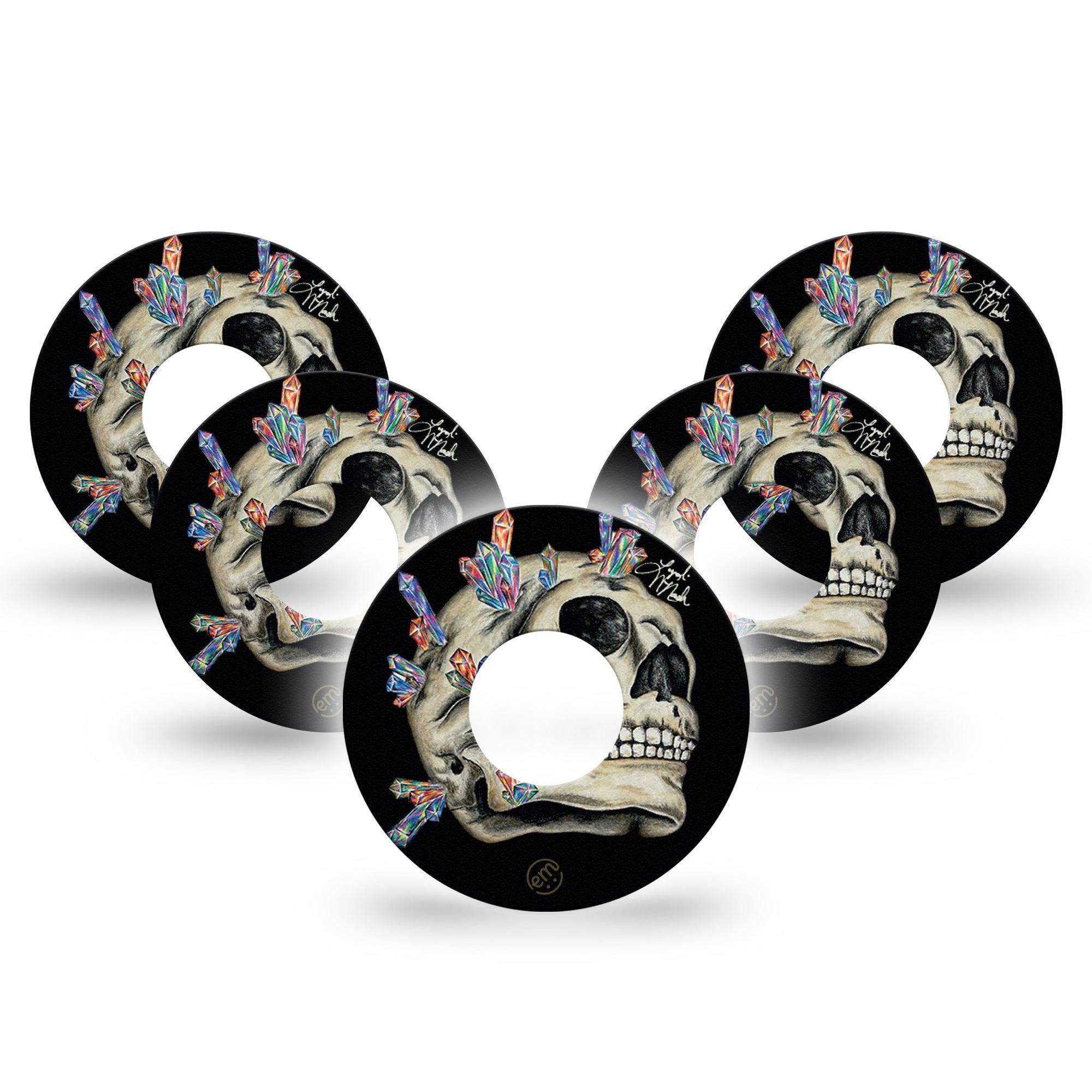 ExpressionMed Crystal Skulls Infusion Set Tape 10-Pack Gem-encrusted Skull Adhesive Patch CGM Design