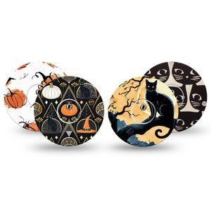 ExpressionMed Pumpkin Paws Variety Pack Freestyle Libre 3 and Libre 3 Plus Sticker and Tape  Black Cats Halloween Motifs, Vinyl Sticker and Tape Pairing CGM Design
