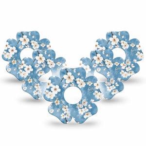 ExpressionMed Cherry Blossom Freestyle Libre 3 and Libre 3 Plus Flower Shape Tape 5-Pack Tape Sweet Cherry Blossom Tree, Overlay Tape CGM Design