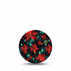 ExpressionMed Christmas Floral Freestyle Libre 3 and Libre 3 Plus Overpatch, Single Tape Poinsettia Florals, Adhesive Patch CGM Design