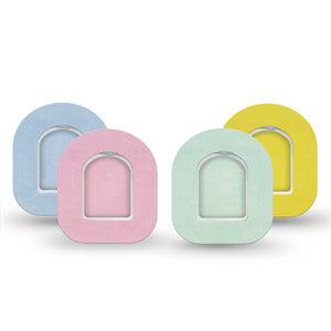 ExpressionMed Solids Variety Pack Omnipod Mini Tape, 4-Pack Tape and 4-Pack Sticker Variety, Soft Pastels, Springy Inspired, Adhesive Tape Pump Design