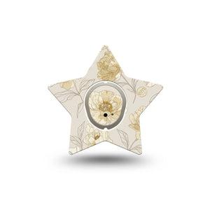ExpressionMed Sketched Peonies Dexcom G7 and Dexcom Stelo Glucose Biosensor System Star, Single Tape and Single Sticker Floral linework pattern Adhesive Patch for CGM