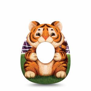 ExpressionMed Playful Tiger Dexcom G7 and Dexcom Stelo Glucose Biosensor System, Single Tape fun tiger illustration Fixing Ring Patch for CGM