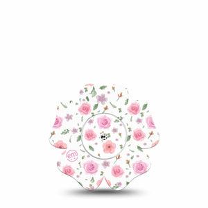ExpressionMed Pastel Flower Freestyle Libre 2 and Libre 2 Plus Flower Shape Tape, Abbott Lingo,  Single Tape and Single Sticker Gentle Flowers, Fixing Ring Tape CGM Design
