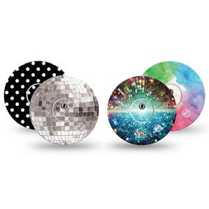 ExpressionMed Disco Pop Freestyle Libre 3 and Libre 3 Plus, tape and sticker  disco colors Fixing Ring Tape for Continuous Glucose Monitor