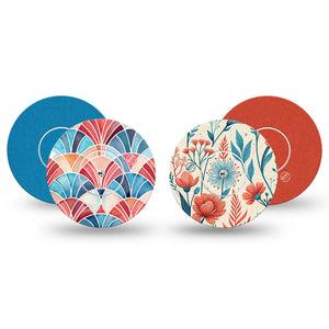 ExpressionMed Teal Rouge Freestyle Libre, Libre 2 Plus, and Abbott Lingo, tape and sticker  color block floral Adhesive Tape for CGM