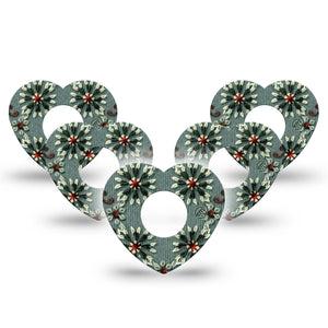 ExpressionMed Green Embroidery Infusion Set Heart Shape Tape 10-Pack Tape Embroidered Florals, Adhesive Tape Continuous Glucose Monitor Design