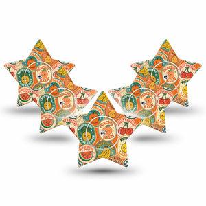 ExpressionMed Fruit Stickers Freestyle Libre, Libre 2 Plus, and Abbott Lingo Star, 5-Pack Tape and 5-Pack Sticker Fresh fruit print Waterproof Sensor Cover for Continuous Glucose Monitor