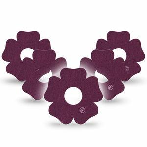 ExpressionMed Wine Red Freestyle Libre 3 and Libre 3 Plus Flower Shape Tape, 5-Pack Tape Solid Color, Overlay Tape CGM Design
