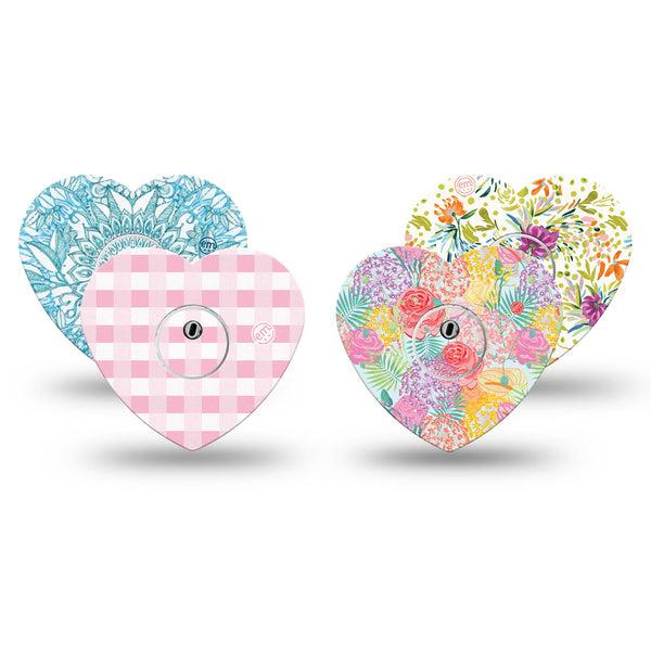 ExpressionMed Fresh Greenery Freestyle Libre 3 and Libre 3 Plus Heart, tape and sticker  Florals and gingham Patch for CGM