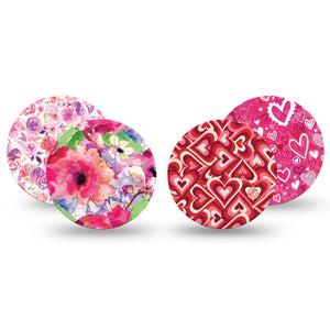 ExpressionMed Valentines Variety Pack Freestyle Libre and Libre 2 Plus Overpatch, Abbott Lingo, 4-Pack Tape Valentines Day Inspired, Fixing Ring Patch CGM Design