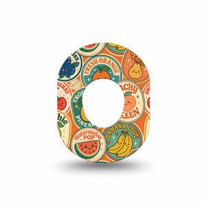 ExpressionMed Fruit Stickers Dexcom G7 and Dexcom Stelo Glucose Biosensor System Mini, Single Tape Retro fruits Waterproof Plaster for CGM