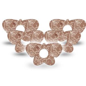 ExpressionMed Mocha Mousse Lace Freestyle Libre 3 and Libre 3 Plus Butterfly Shape Tape, 5-Pack Tape Pantone Color Of The Year, Overlay Patch CGM Design